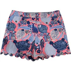 Talbots Women’s Size 12 Pink Blue Fish Beachy Nautical Vacay Fun Scallop Shorts